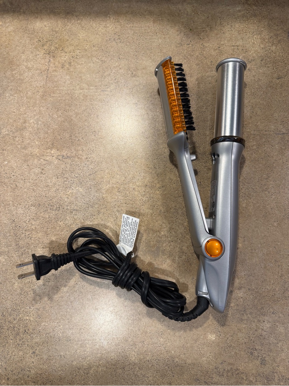 Instyler 1.25" Rotating Spinning Hot Brush Curling Iron IS1001 Silver/ Orange